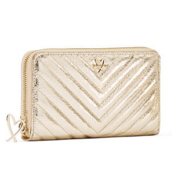 Victoria's Secret Metallic Gold Checkbook Wallet - Picture 1 of 2